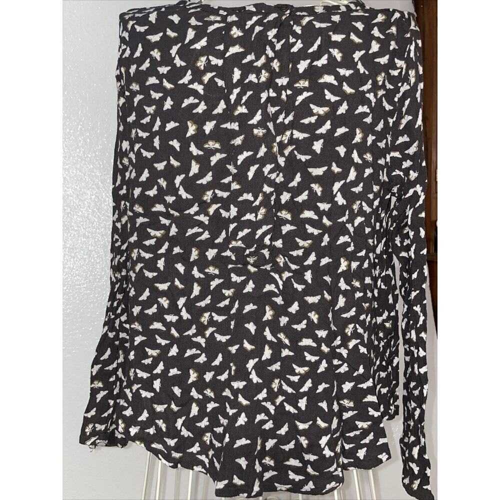 Hinge Ladies Top Size S Brown/Tan Print